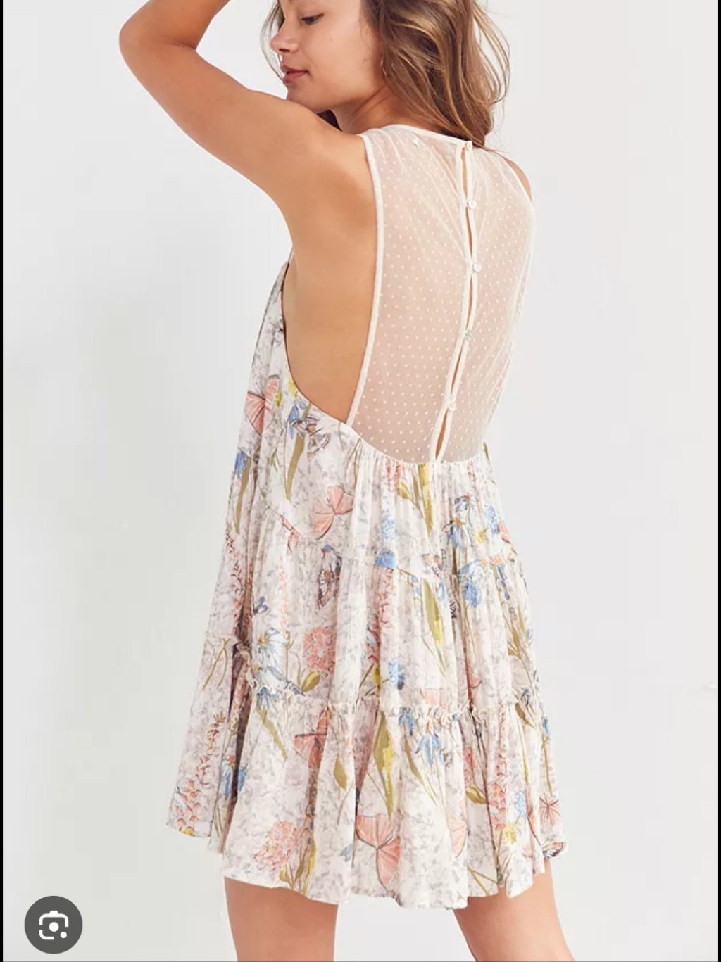 28-Kimchi Blue Urban Outfitters Cream Sheer Mesh Mini Dress